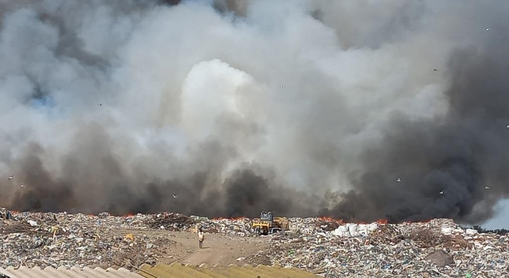 На главном темрюкском мусорном полигоне из-за выброса метана случился пожар 